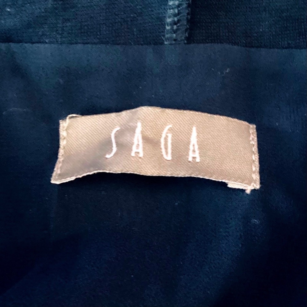 SAGA Women's Long Sleeve Jacket w Hood Mixed Media Contrasting Fabric Blue Size3 - Picture 5 of 11